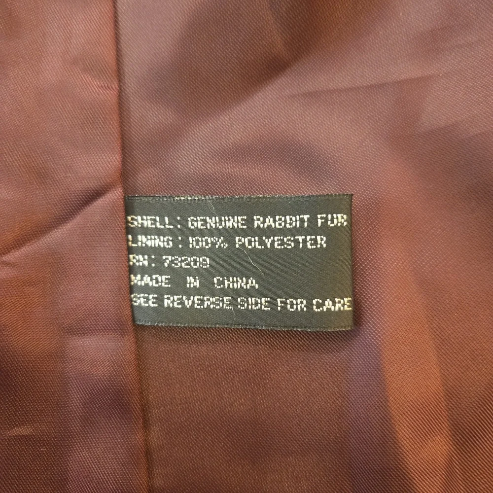 VTG 90s Burgundy Rabbit Fur Retro Pea Coat Womens XS - Picture 8 of 9